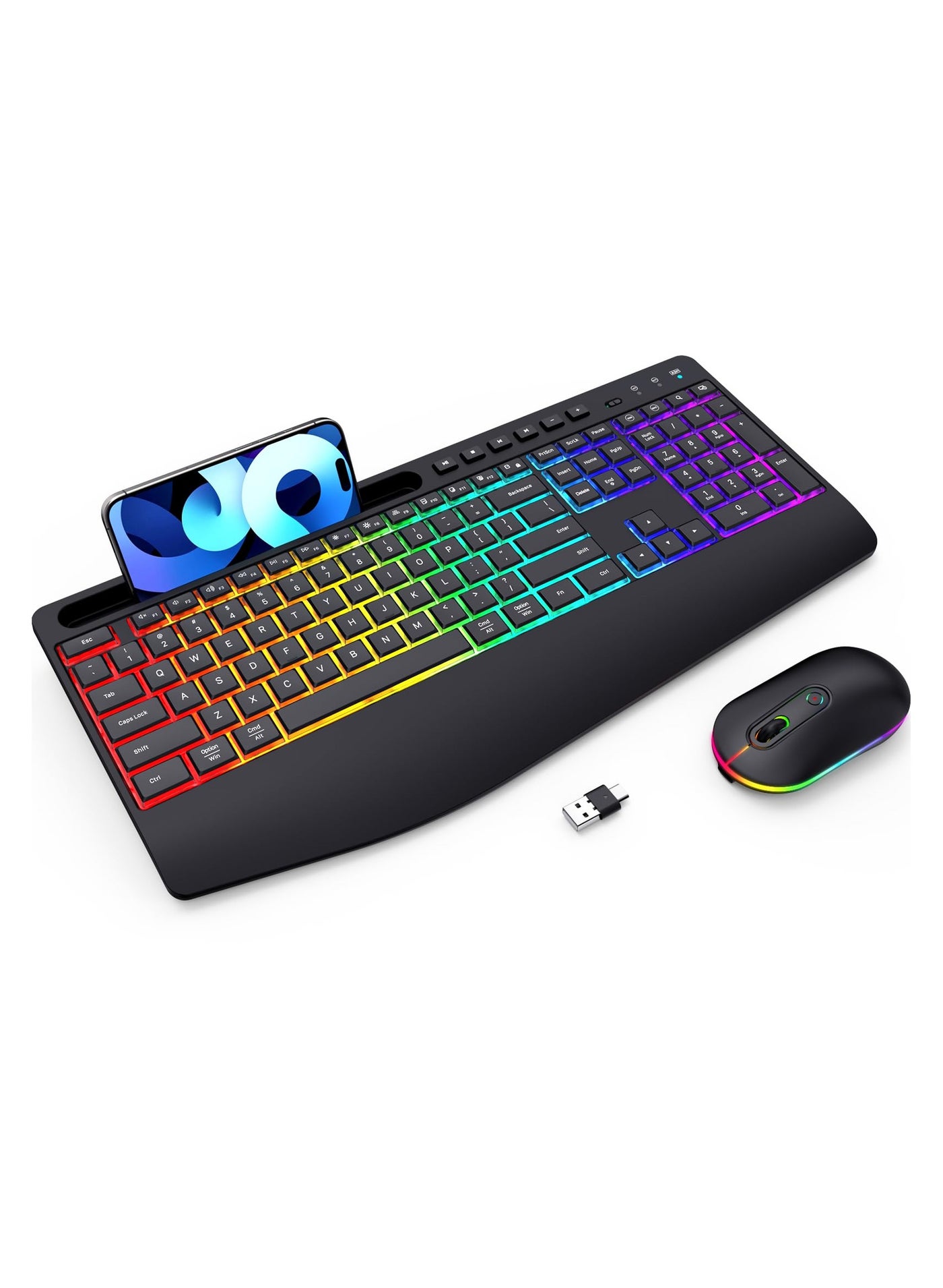 Wireless Keyboard and Mouse RGB Backlit- 2.4G…