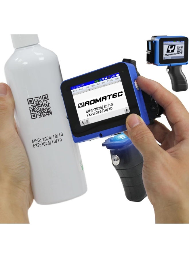Compare Mini Handheld Inkjet Printer for Flat and Curved Surface, with Touch Screen and QuickDrying Ink Cartridge, 12.7mm0.5in Portable Pocket Marking Device for LabelDateBarcodeLogoQrcodeBatch Number, 28 Language at KSA Price