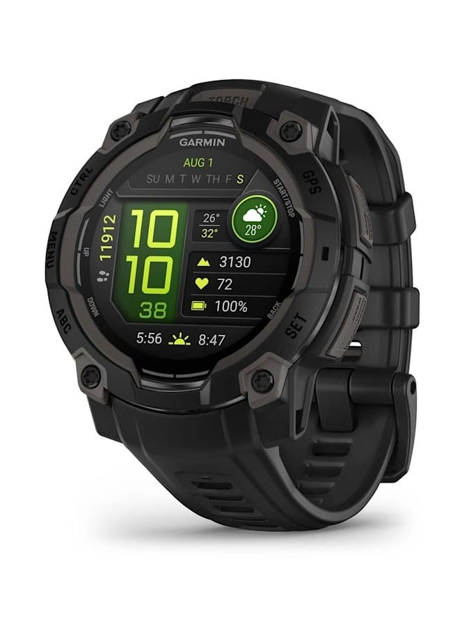 Compare Instinct 3  45MM  Black with black band  Up to 18 Days of  Battery life   1.2 Amoled Display, Chemically strengthened glass, Heart Rate Monitor, All day stress monitor, Smart notification, Super bright LED fla at KSA Price
