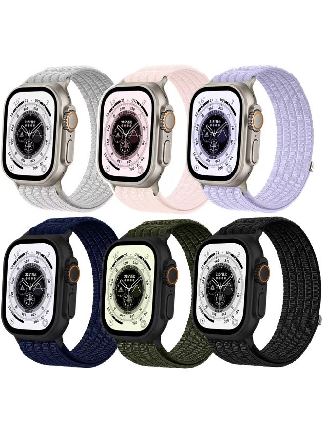 Compare 6pcs for Apple iWatch Series 121110 46mm smartwatch strap, cloudsensing breathable woven loop replacement band. GrayPinkPurpleBlackBlueDark Green at KSA Price