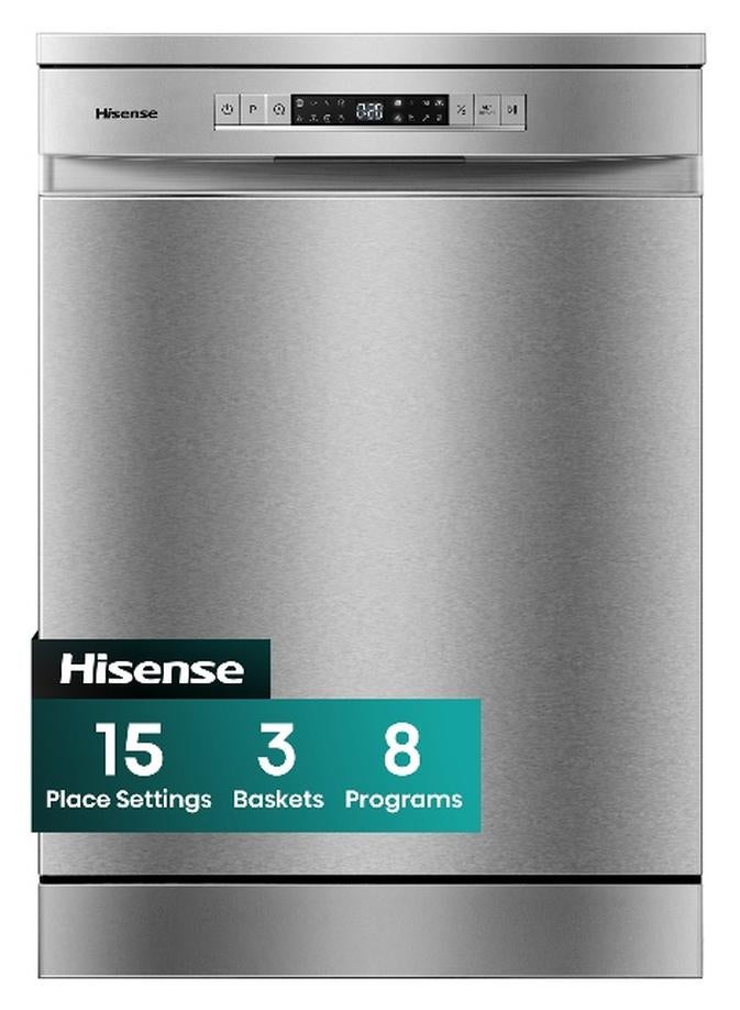 Compare Freestanding Stainless Steel Dishwasher HS623E90G, 15 Place Settings, 3 Baskets, 8 Programs, Slidable 3rd Basket, Easy Lifting, Flexible Bottom Basket, Top Spray Arm, Hygiene Wash, Air Dry, Aqua Protect System, Crystal Wash, Powero at KSA Price