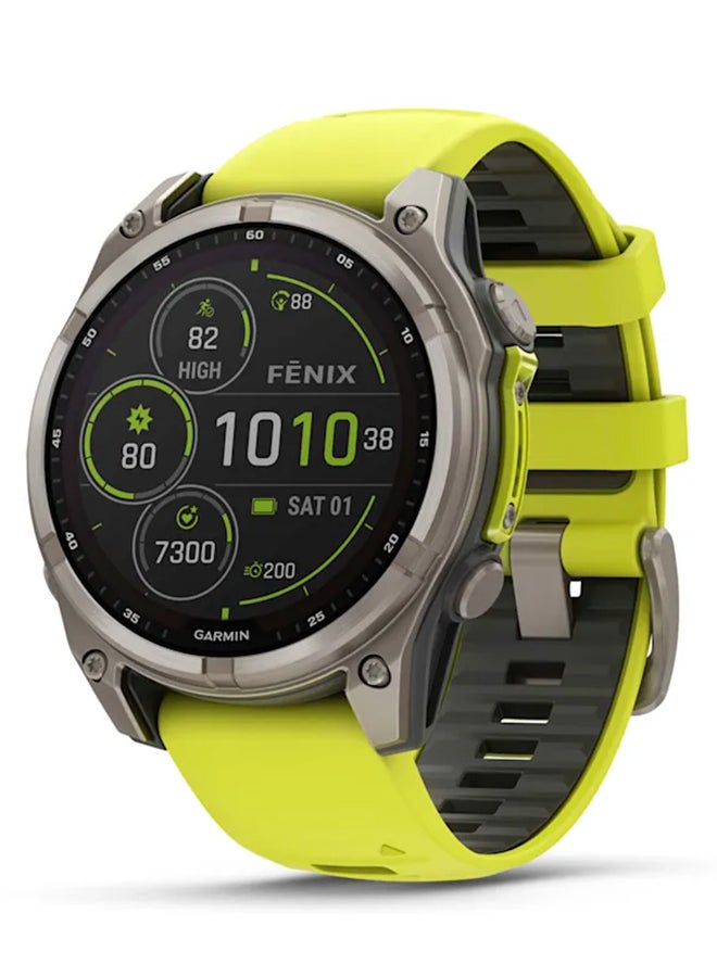 Compare Fenix 8 Solar  47MM  Up To 21  Days Battery Life  1.3inch SunlightVisible, Transflective MemoryInPixel , Scratch Resistant, Power Sapphireâ, Heart Rate Monitor, All Day Stress Monitor, Offline Voice Command, Calling Features, Super Bright LED Flashlight, iOS and Android Compatible Titanium Titanium at KSA Price