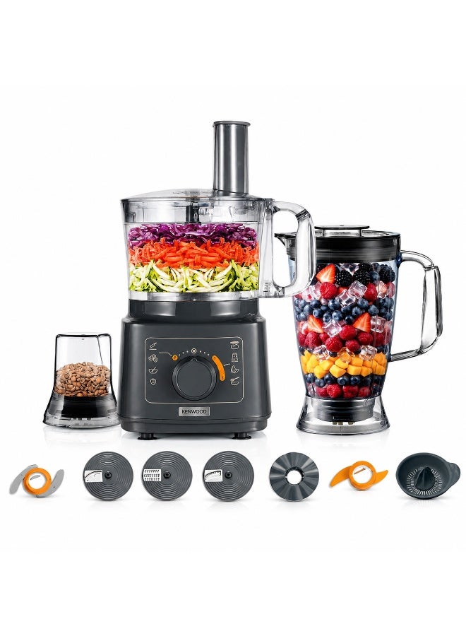 Compare KENWOOD Food Processor 750W MultiFunctional with Blender, Citrus Juicer, Reversible SlicingGrating Disk, Emulsifying Disk for Whisking, Dough Maker, Knife Blade FDP05.80GY Grey 2 L 750 W FDP05.80GY grey at KSA Price