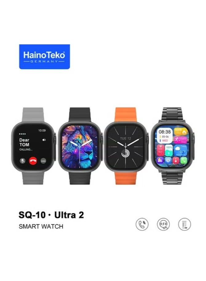 Compare SQ10 Ultra Smart Watch with 2.2 Inch AMOLED Display, 4 Interchangeable Straps, and Wireless Charger for Gents & Boys – Stylish, HighPerformance Smartwatch in Black at KSA Price