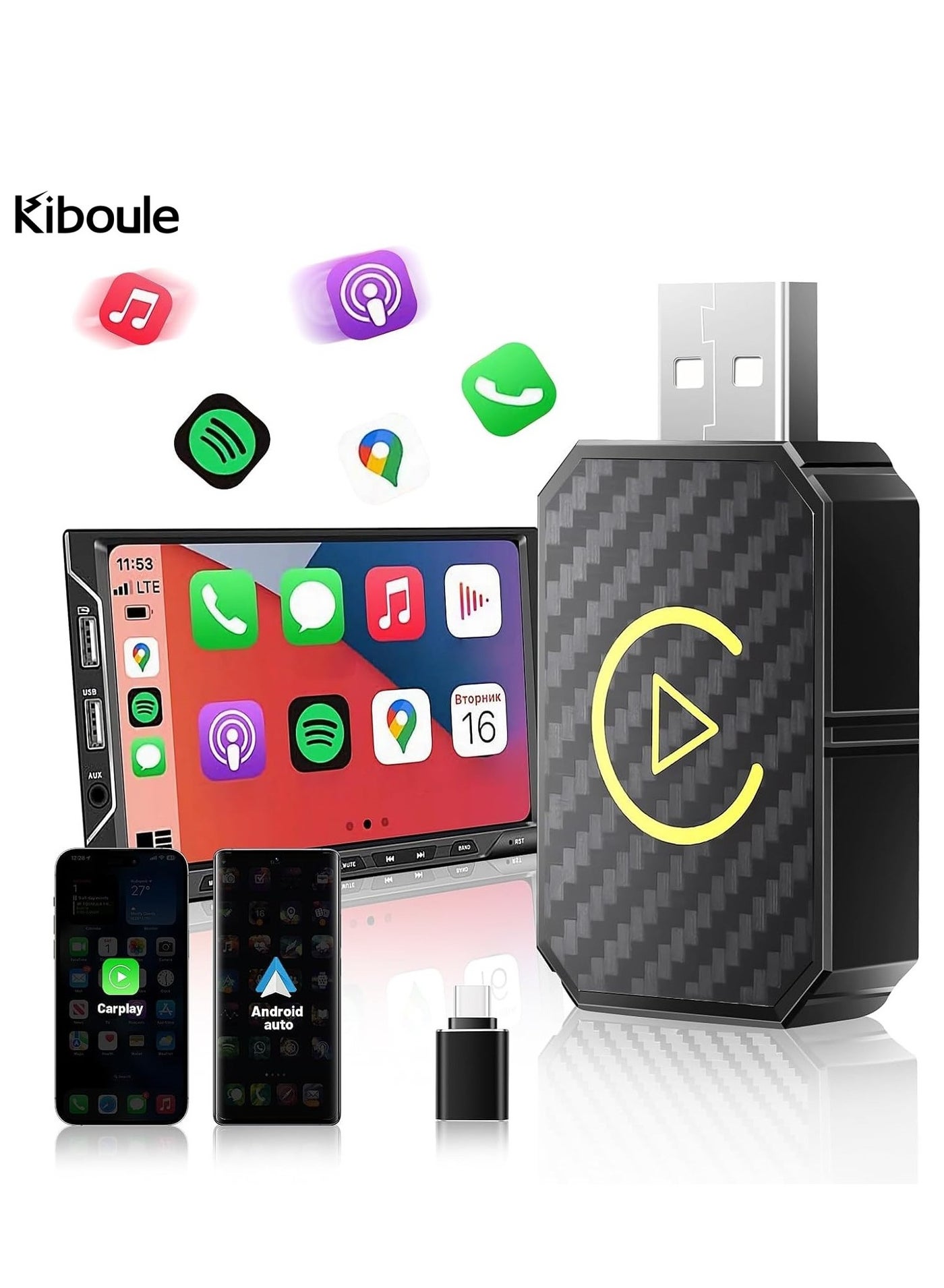 Compare Wireless Android Auto CarPlay Adapter 2 in 1 Wired to Wireless USB Dongle s for iPhone iOS 10+Android 11+ at KSA Price
