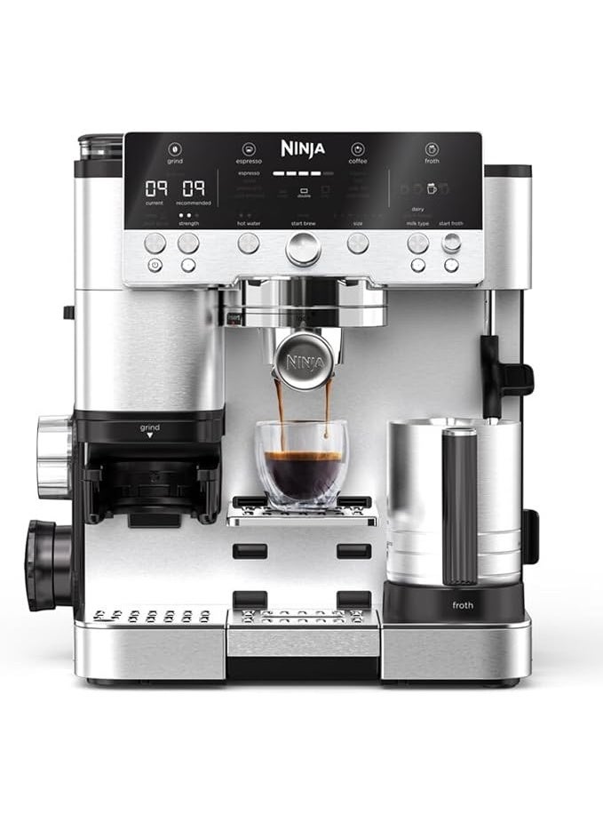 Compare Ninja Luxe Premier  3in1 Coffee Maker with Grinder and Frother for Latte, Cappuccino, Cold Brew & Espresso, Easy to Use, 4 Presets for Frothing, 2 Years Warranty 2 L 1650 W ES601UK Silver at KSA Price