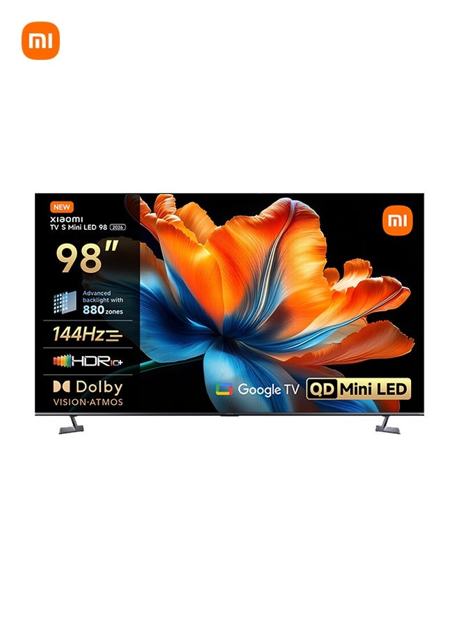 Compare TV S Mini LED 98 2026, QLED Mini LED, Smart TV with Dolby Vision + Dolby Atmos, 144Hz with 288Hz Game Boost Mode, 4K UHD, HDR10+, MEMC, Google TV, Airplay 2, Google L98MCSME Black at KSA Price