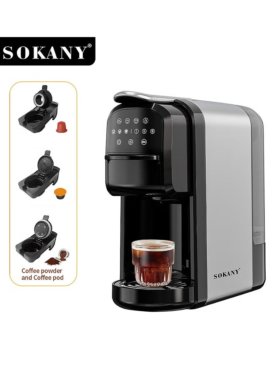 Compare 3 IN 1 Multiple Capsule Coffee Maker Automatic Nespresso Machine 1400W Black at KSA Price