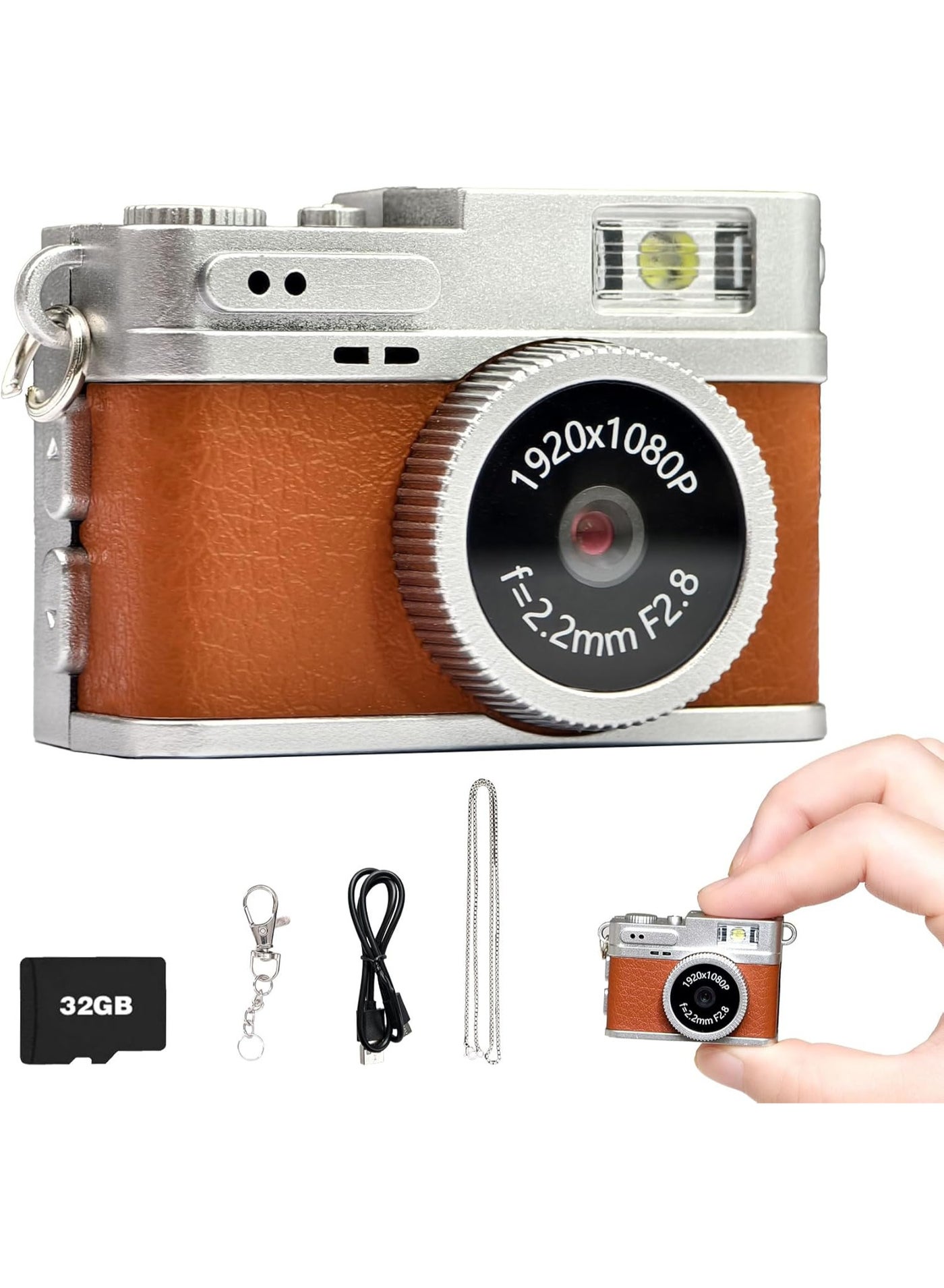 Compare Mini Retro Camera,1080P Keychain Camera, Vintage Tiny Digital Video Recorder with 32GB Card, 0.96 HD Retro Snap Micro Recorder for Travel StudyBrown at KSA Price