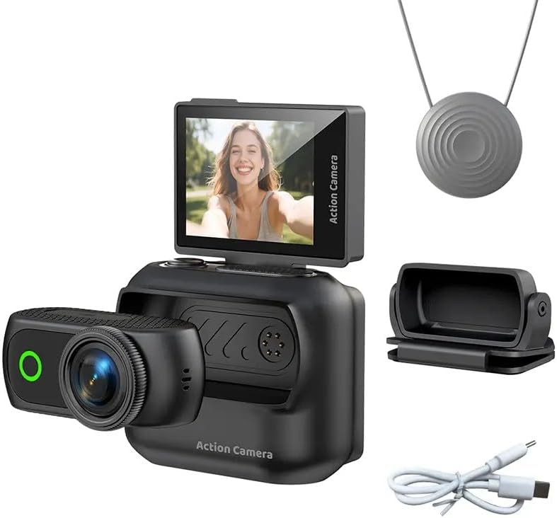 Compare 1080P HD Action Camera – 360° WideAngle Lens, Magnetic Mount & 1.9” Display Portable Wearable Sports Camera for Cycling, Travel, Helmets, Outdoor Adventure & Vlogging Video Recording Device at KSA Price