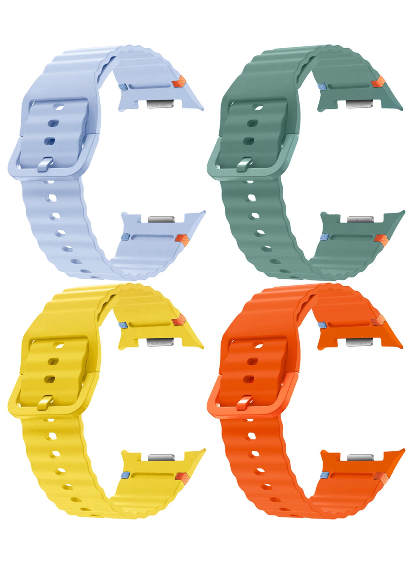 Compare 4 Packs Silicone Ocean Band for Samsung Galaxy Watch 8 Classic 46mm and Watch 8 40mm 44mm  Sport Band Strap at KSA Price