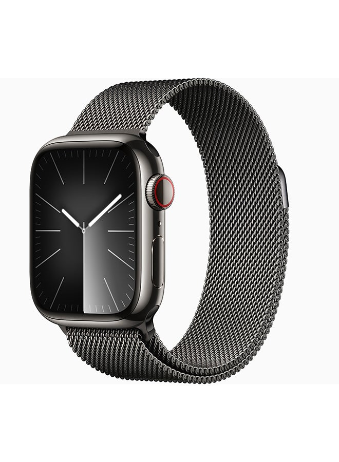 Compare Watch Series 9 GPS + Cellular 41mm Stainless Steel Case With Graphite Milanese Loop at KSA Price