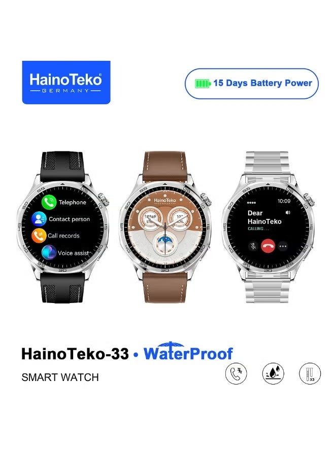 Compare Waterproof Smartwatch for Men – AMOLED Display, Bluetooth Calling, 15Day Battery Life, 3 Interchangeable Straps, Fitness & Health Tracker, Stylish Silver Design at KSA Price