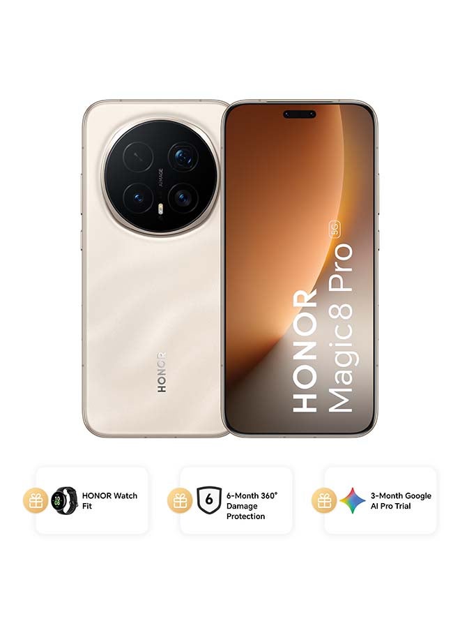 Compare Magic 8 Pro Dual SIM 5G Sunrise Gold 16GB RAM 1TB With Free Watch Fit, 6 Month 360° Damage Protection Insurance and 3 Month Google AI Pro Trial  Middle East Version at KSA Price