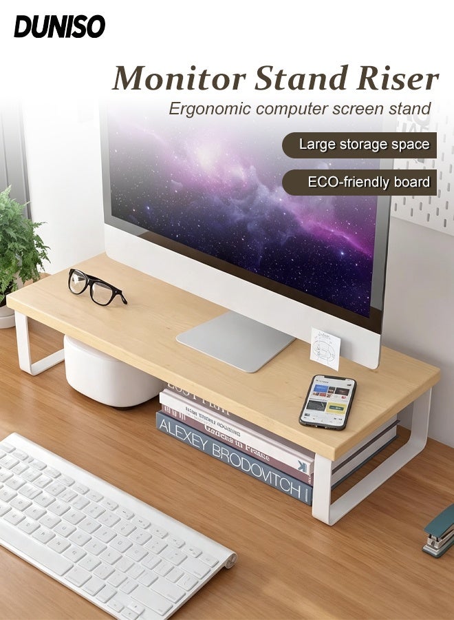 Compare Monitor Stand Riser, Light Wood Desktop Monitor Stand Riser,Desk Organizer,Ergonomic Computer Screen Holder Suitable for Home,Office,Dorm,Book,Ornaments,Study50X20X8cm at KSA Price
