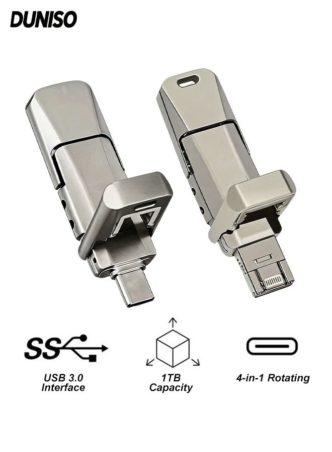 4-in-1 Rotating USB Flash Drive with Micro USB…