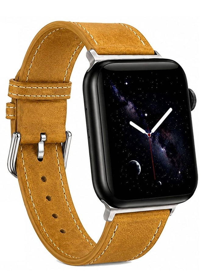Compare Leather Band Compatible with Smart Watch 42mmSeries 1110 41mm 40mm 38mm Strap for Men Women, Vintage Leather Wristband Replacement Band for iwatch Series SE 11 10 9 8 7 6 5 4 3 2 1  Amber at KSA Price