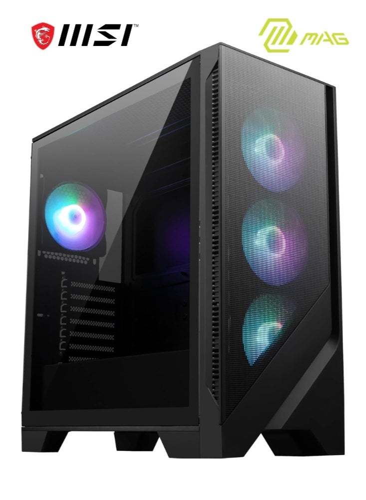Compare MSI MAG Forge 320R Airflow BLACK | ATX Mid Tower Computer Case, 4x PreInstalled Case Fans, Up to 360mm Radiator Support, 3.5  2.5 Drive Bays, Tempered Glass Window, Mesh Panel | 3067G23R27HH9 black at KSA Price