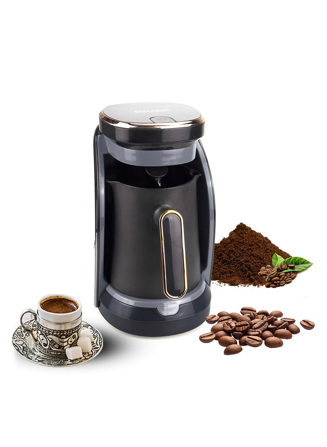 Compare 500W Turkish Coffee  Espresso Maker | 400 ML | Brew Upto 4 Cups | OneTouch Operation | Light & Sound Indicator | Overheat Protection |  | Ideal for Office & Home | STCM4962 GoldBlack 400 ml 500 W STCM4962 GoldBlack at KSA Price