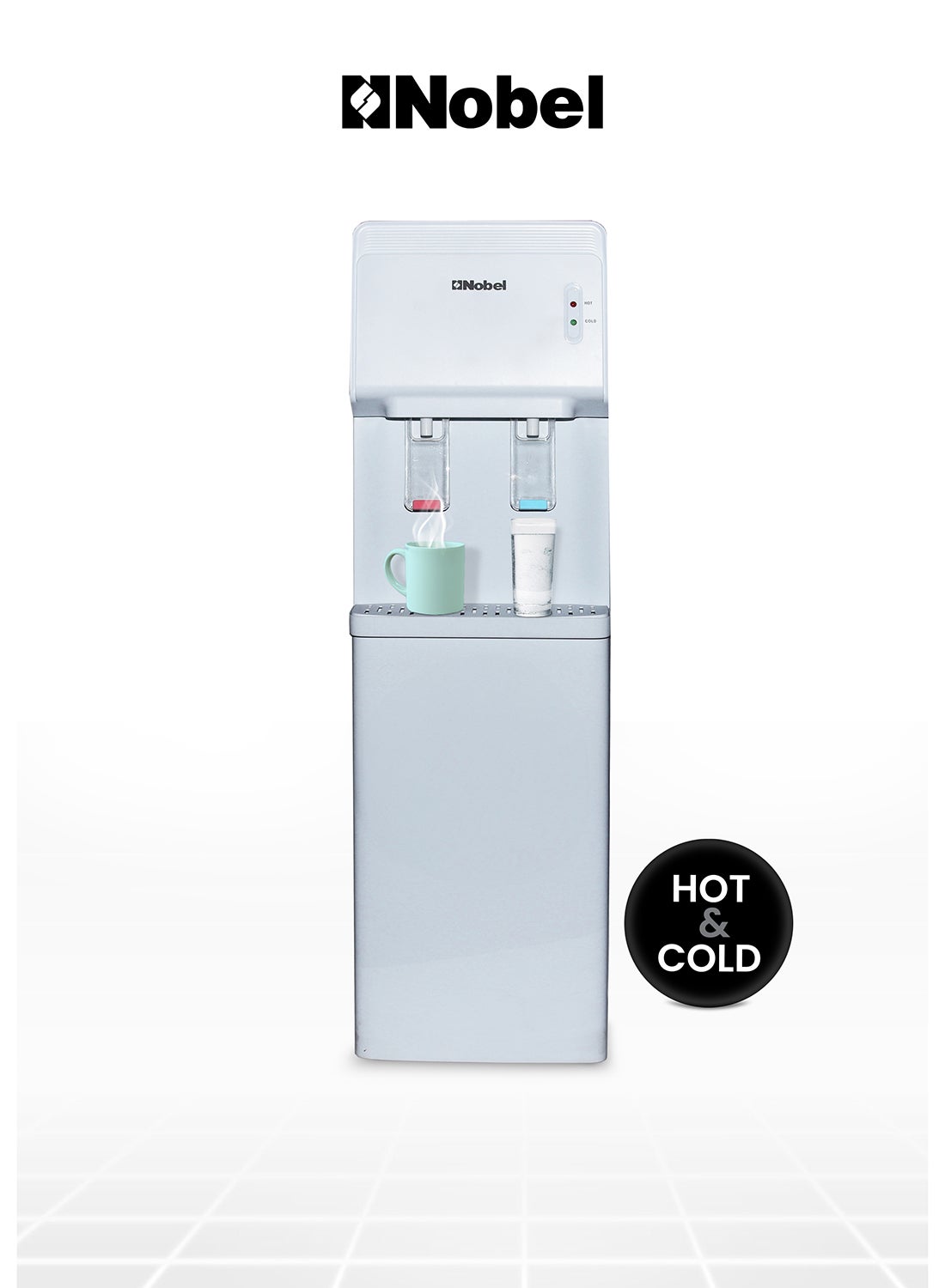 Compare Water Dispenser, Hot & Cold, 2 Taps, Compressor Cooling, 5LH Heating, 2LH Cooling, Silicon Water Outlet Pipes NWD1603 White at KSA Price