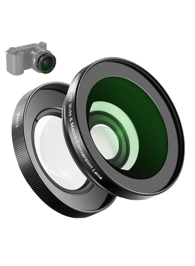 Compare 40.5mm HD Wide Angle Lens Compatible with Sony ZV1F ZVE10 A5000 A6000, 2 in 1 18mm Wide Angle & 10x Macro Additional Lens with Extension Tube, Bayonet Mount Lens Adapter LS30, Black at KSA Price