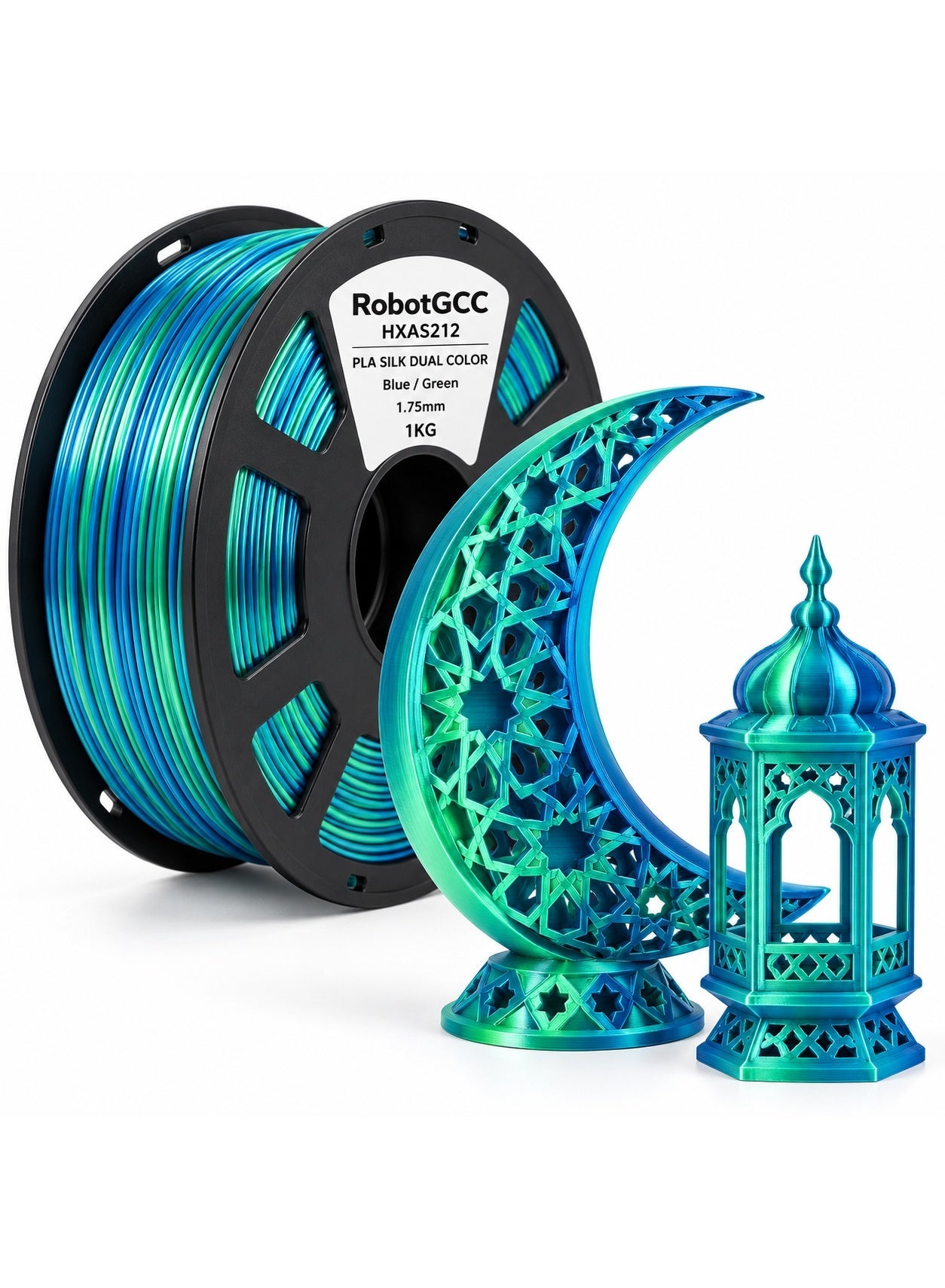RobotGCC PLA Silk Dual Color Blue & Green 3D…