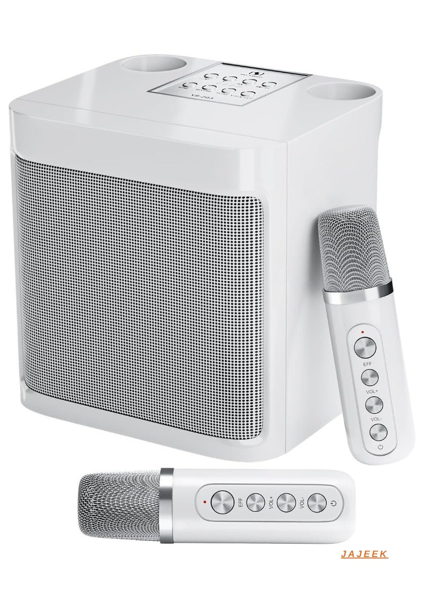 Compare Karaoke Machine Gift White | Portable Bluetooth Karaoke Speaker | 2 Wireless Microphones | PA System with Echo & Voice Cut | Perfect Gift for Family, Parties, and Special Occasions at KSA Price