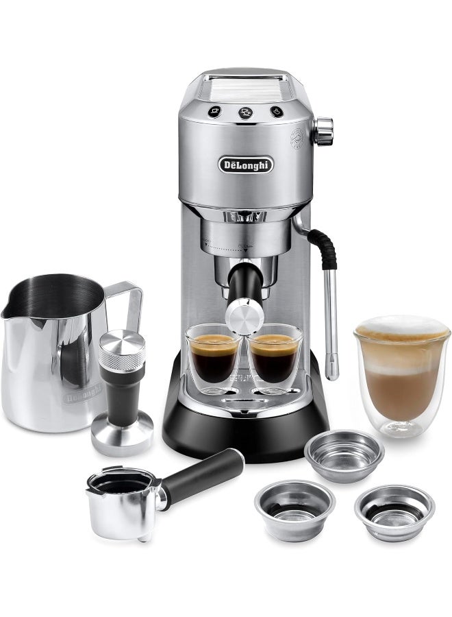 Compare Dedica Arte Espresso Machine  MyLatteArt Milk Foam Nozzle, Precision Steam Wand, Steel Tamper Included  Create Perfect Espresso, Cappuccinos, and Latte Art at Home  1.1 L 1450 W EC885.M Silver at KSA Price