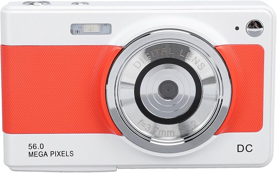 Compare Kids Digital Camera 56MP 1080P Vlogging Camera 8X Zoom Autofocus 2 8in Screen White Orange Gift at KSA Price