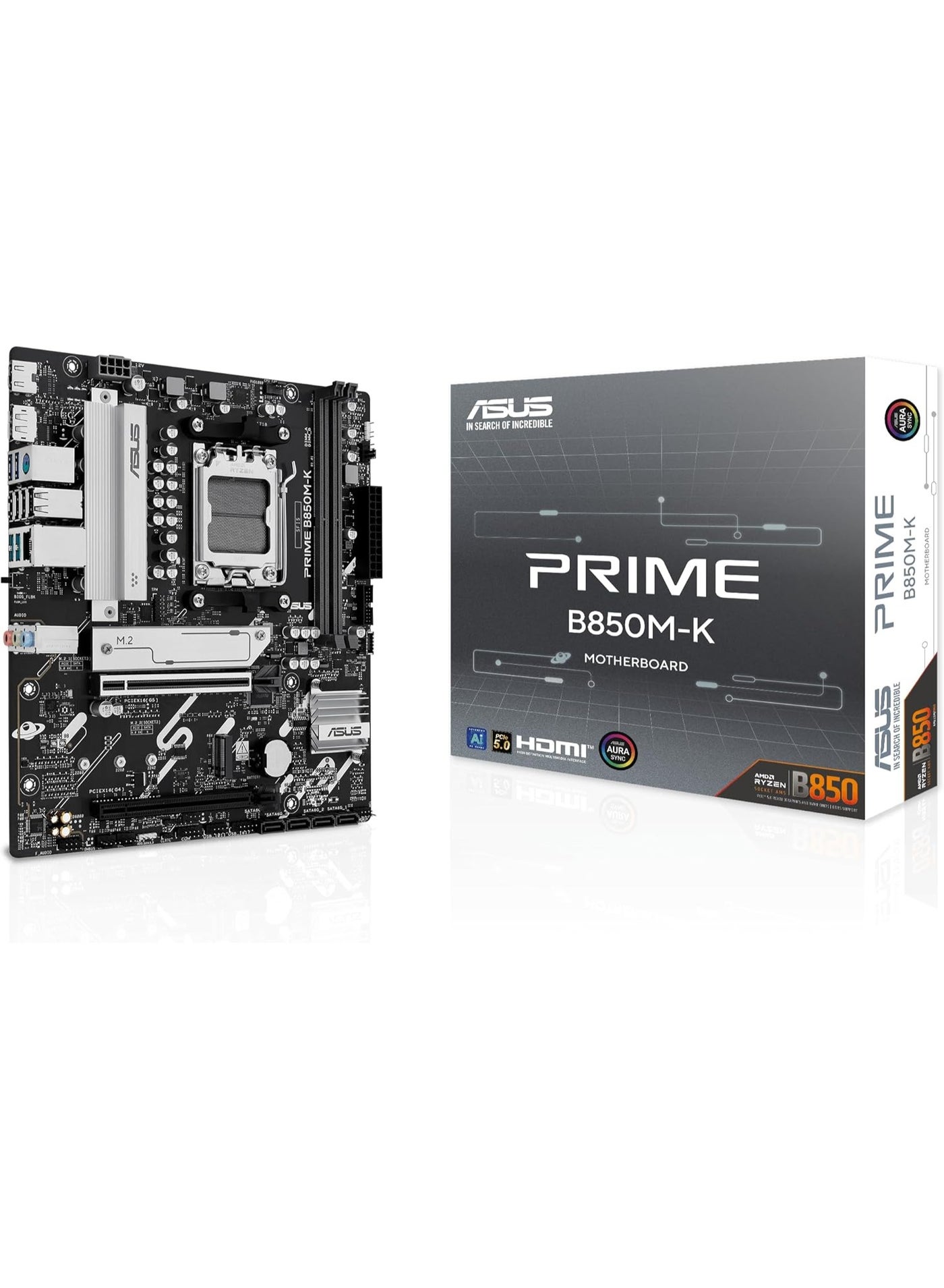 Compare Prime B850MK AM5 MicroATX Motherboard, 2x DDR5 RAM Slots Dual Channel, PCIe 5.0 x16 + PCIe 4.0 x16, 2x M.2 Slots PCIe 5.04.0 + SATA 6Gbs, 2.5Gb Ethernet, USB 10Gbps TypeA & 5Gbps TypeC, BIOS FlashBack &xx at KSA Price