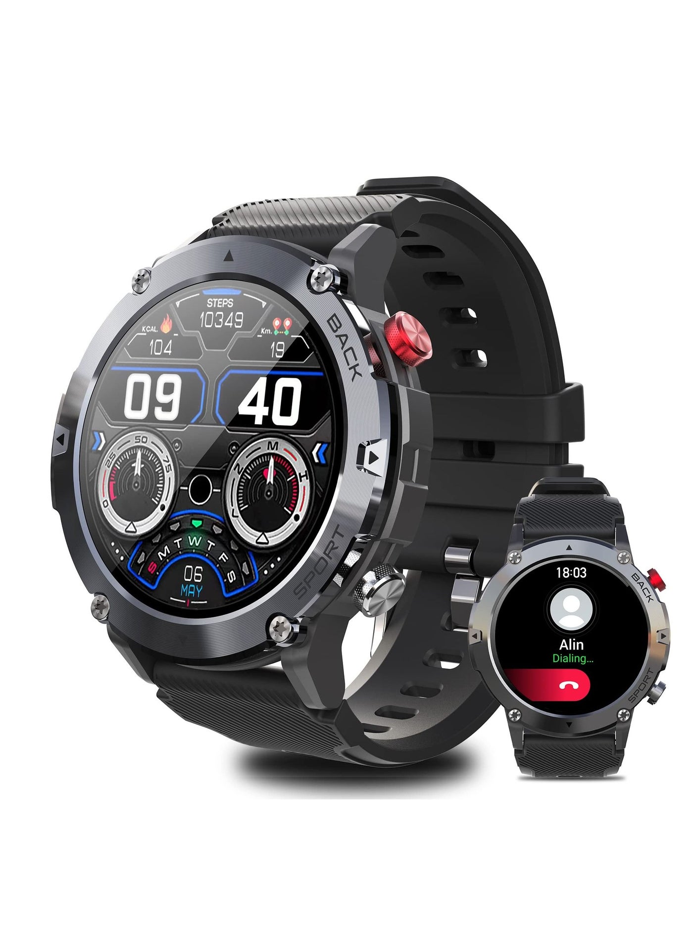 Compare Smart Watch for Men, Fitness Smartwatch with Bluetooth Call, IP68 Waterproof, Heart Rate Monitor, Sleep Tracker, and 20+ Sports Modes Android iOS at KSA Price