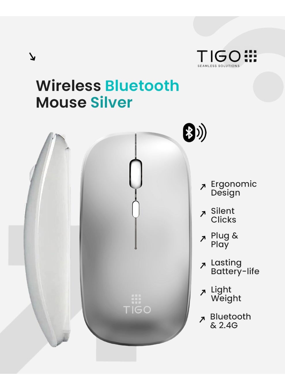 Bluetooth Wireless & USB Mouse with USB 2.4GHz…