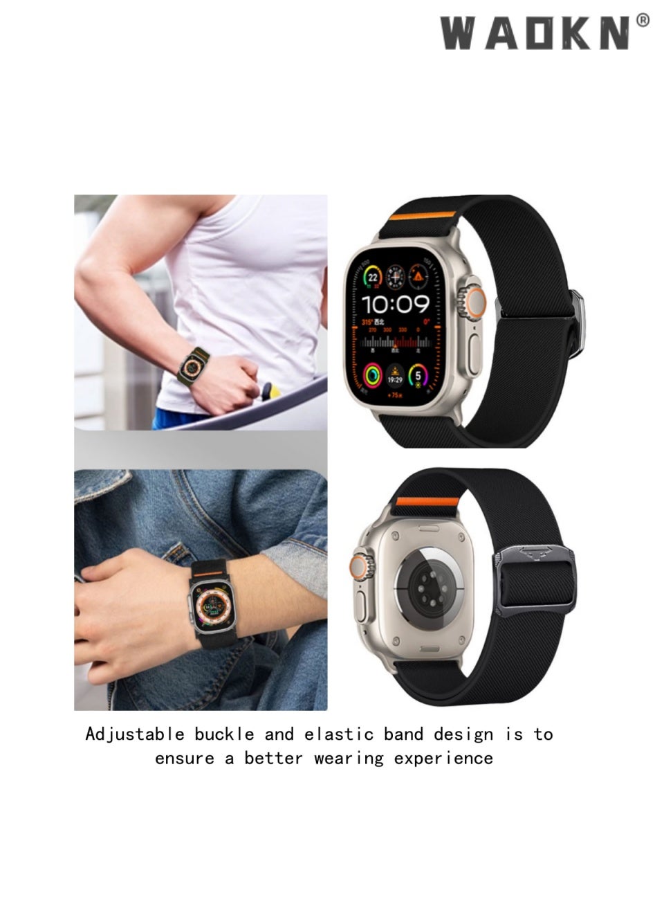 2-Pack Black & Blue Apple Watch Band (42/44/45/49mm)…