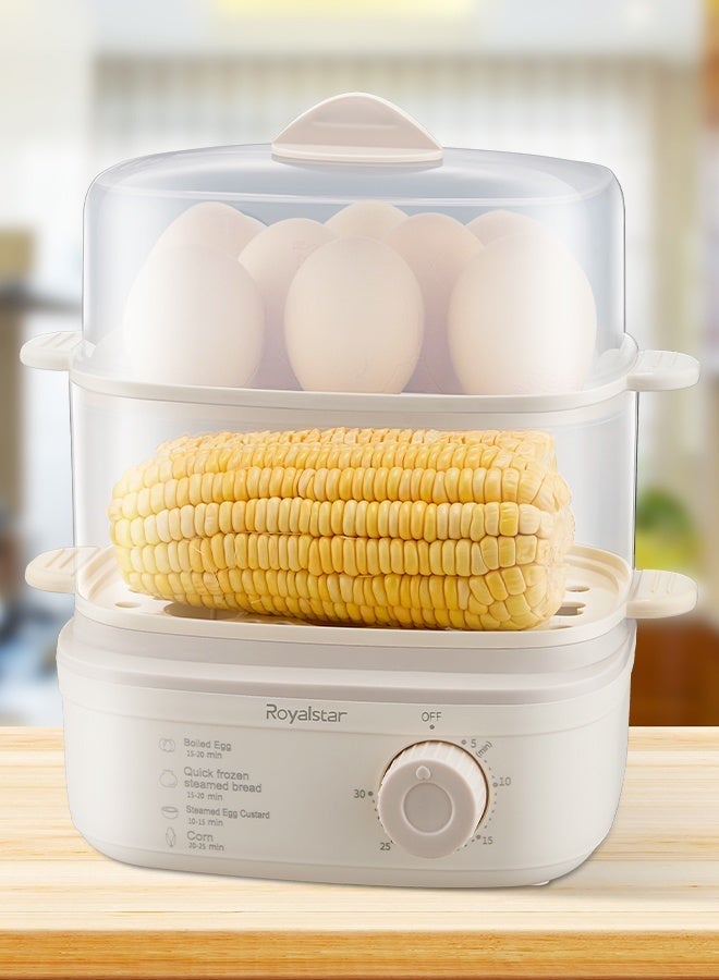 Compare Electric Egg Boiler Egg Cooker with 30Minute Timer and Double Steamer, 16 Eggs Capacity, Perfect for Boiled Eggs, Steamed Food Breakfast Mahshi Vegetables Seafood in Kitchen Office School at KSA Price
