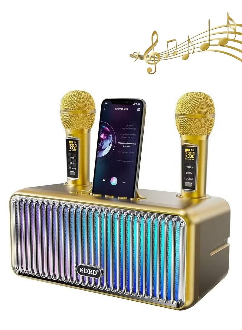 Compare Karaoke Machine for Adults and Kids,Portable Bluetooth Speaker with 2 UHF Wireless Microphones Karaoke Speaker pa System with Colorful Gradient LED Lights for Home Parties,Wedding at KSA Price
