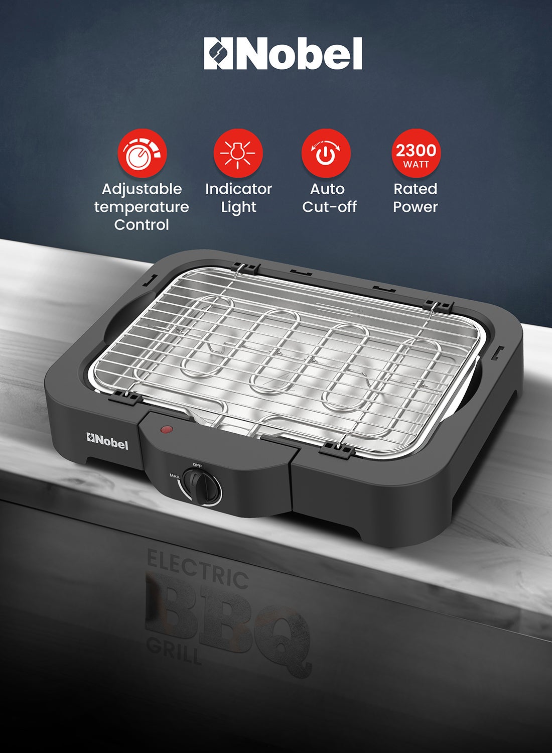 Compare Electric BBQ Grill – 2300W with Adjustable Temperature, Detachable Parts, and Cool Touch Housing for Easy Cooking & Cleaning 2300 W NBQ007 Black at KSA Price