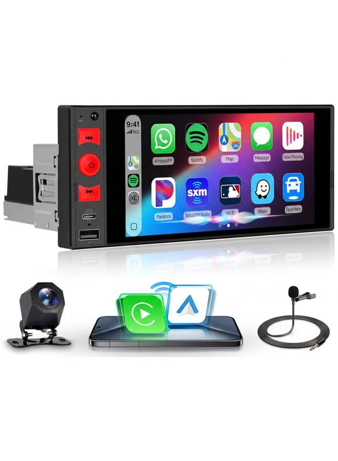 Android 15 Single Din Car Stereo Wireless…