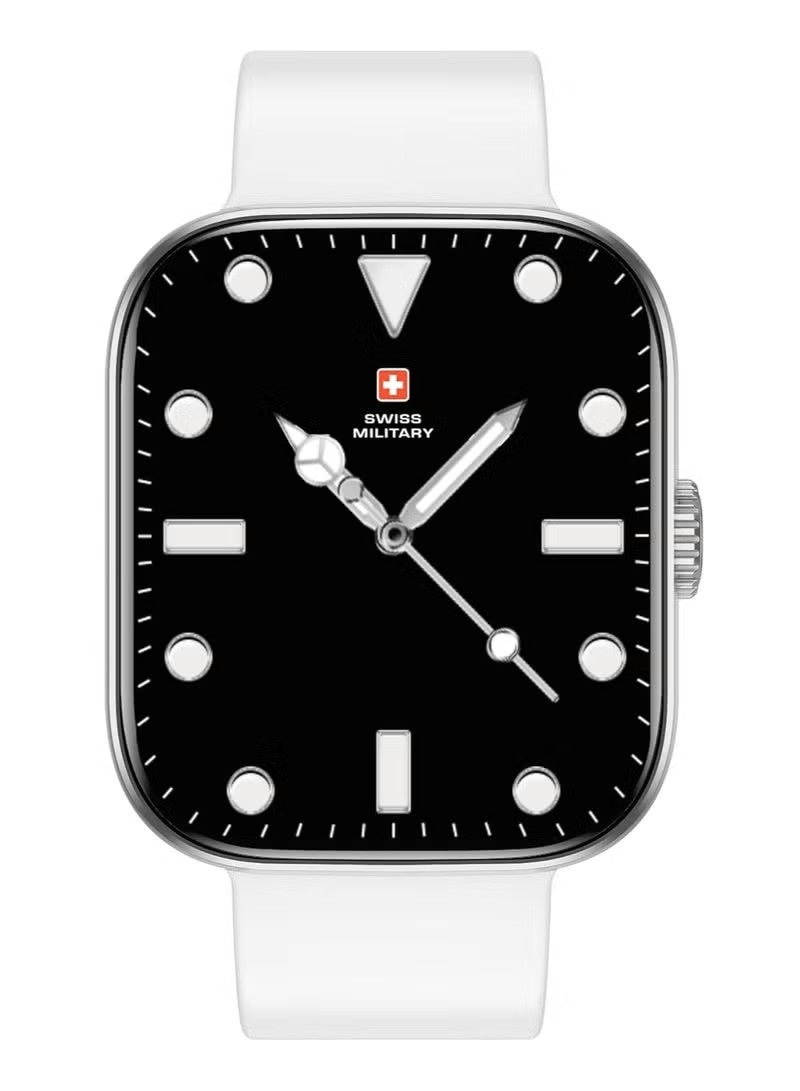Compare Swiss Military ALPS4 Smartwatch 1.75 AMOLED, Bluetooth Calling, Multi Language, Fitness Tracking, Wireless Charging, 7 Days Battery, IP67, iOSAndroid Compatible, Silver Frame & White Silicon Strap at KSA Price