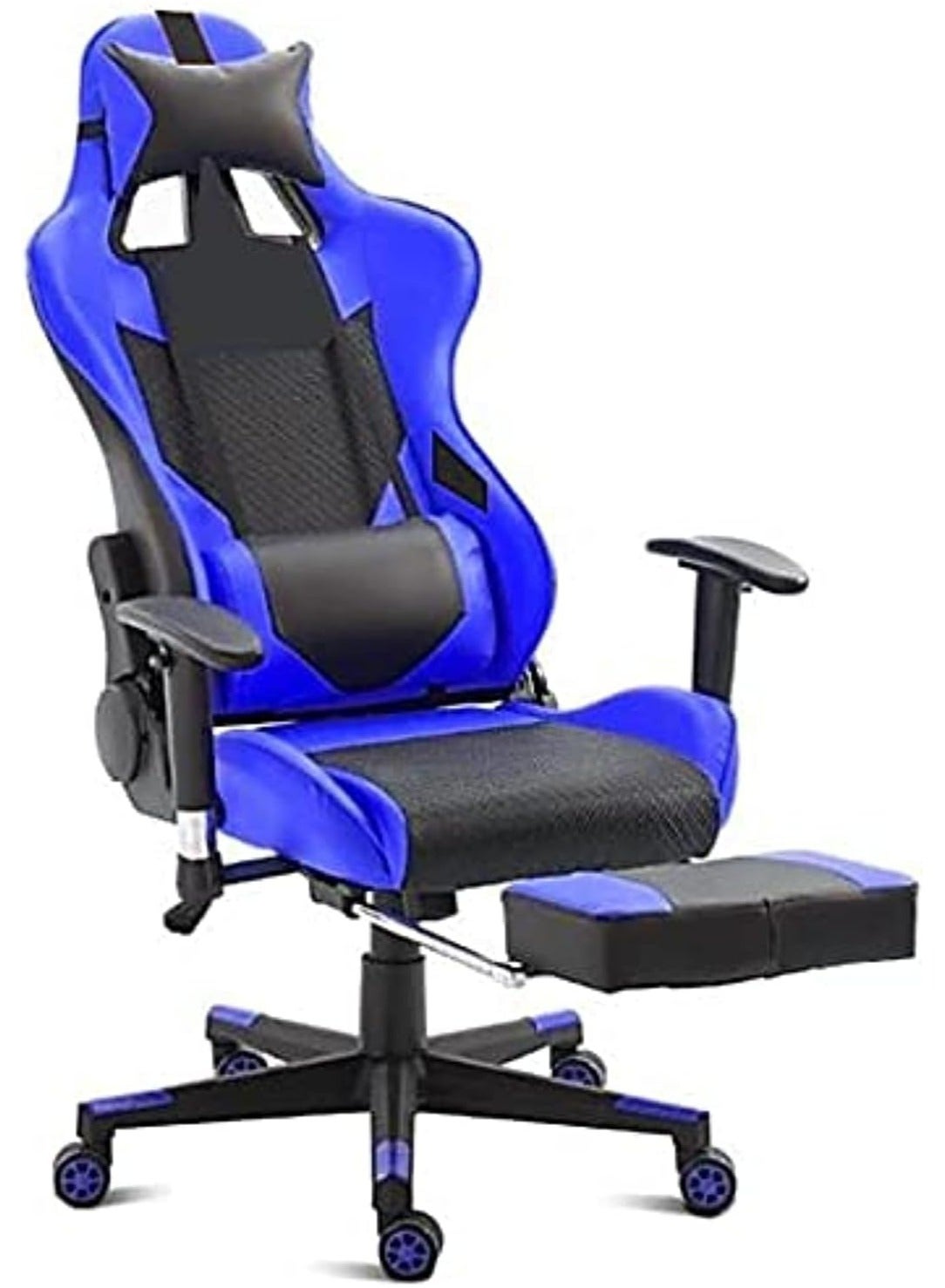 Compare Ergonomic Blue and Black Gaming Chair with Adjustable Armrests, Lumbar Support, and Footrest  Ultimate Comfort for Gamers at KSA Price