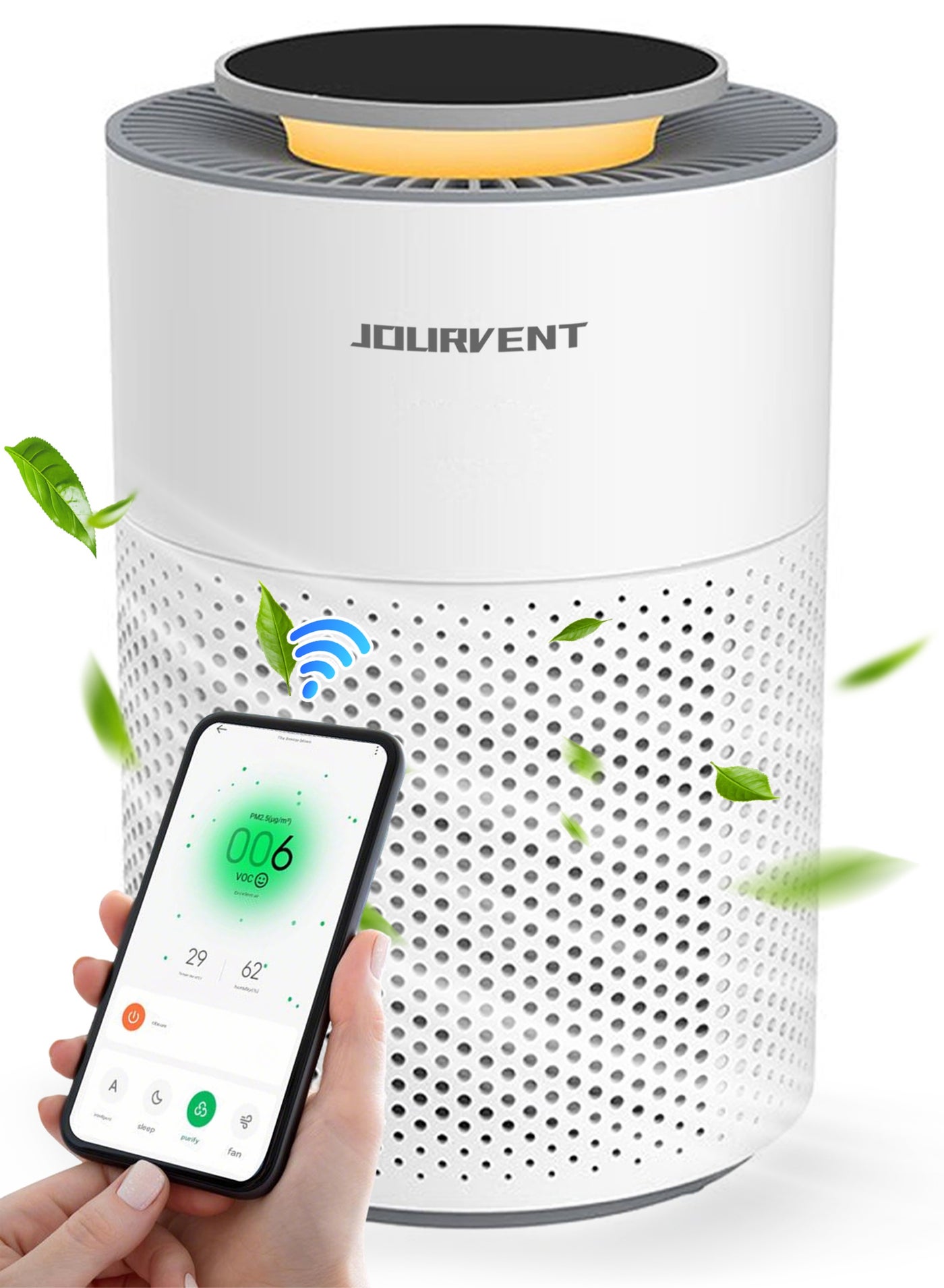 Compare Smart Air Purifier for Large Rooms up to 60 m²645 ft², Desktop Filter Air Purifier with Smart WiFi Mobile App Control, 3 Speed Settings and 3 Timers, H13 True HEPA Air Filter Cleaner, Adjustable Lighting, Quiet Sleep Mode, Removes Allergens, Dust at KSA Price