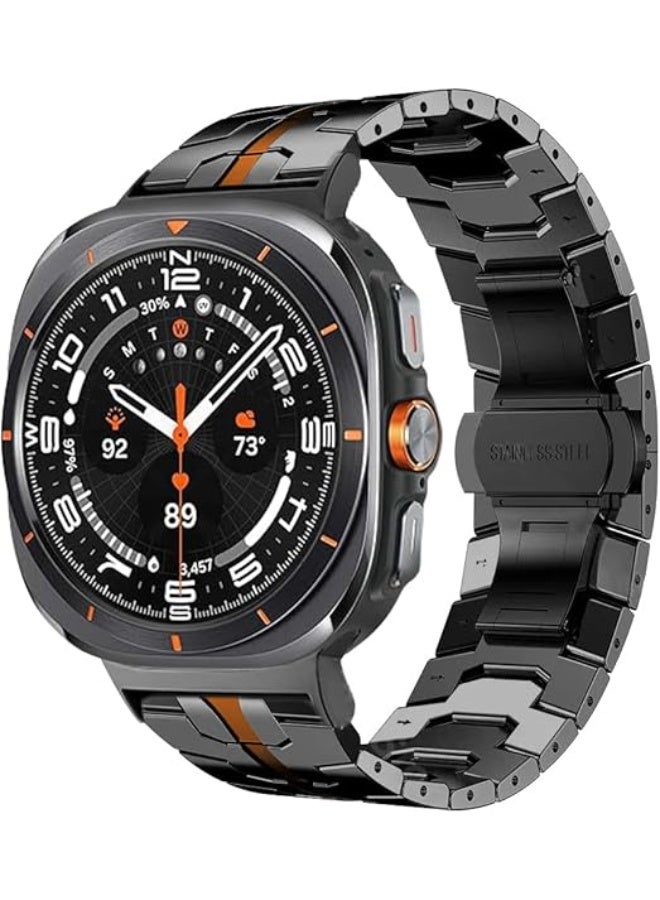 Compare Compatible with 2024 Samsung Galaxy Watch 7 Ultra Band 47mm, Robust Men Stainless Steel Replacement Link Metal Bracelet at KSA Price