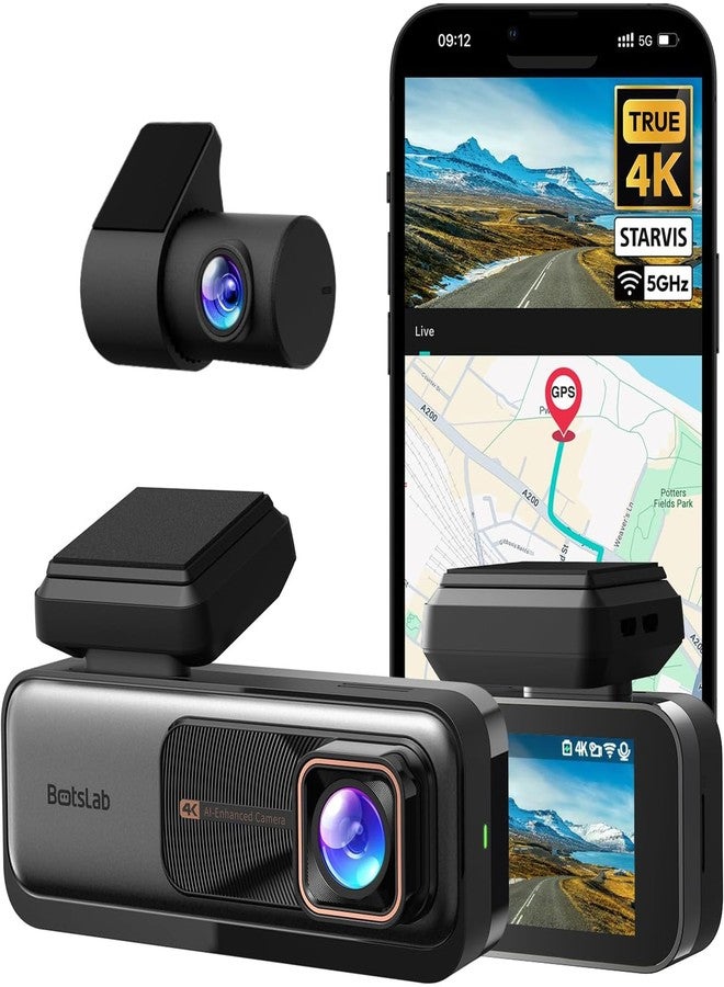 Compare BOTSLAB 4K Dash Cam Front and Rear, 170° Ultra Wide Dashcam with ADAS, Night Vision, 247 Parking Mode, Sony STARVIS Sensor, WDR, Free 64GB SD Card, 5G2.4G WiFi, Builtin GPS, Loop Recording at KSA Price