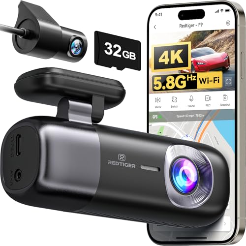 Compare REDTIGER F9 Dash Cam 4K Front and Rear 1080P, WiFi GPS Car Camera with 32GB Card, Dual Dash Camera for Cars, Loop Recording, Night Vision, Parking Mode, Smart App Control, Support 256GB Max at KSA Price