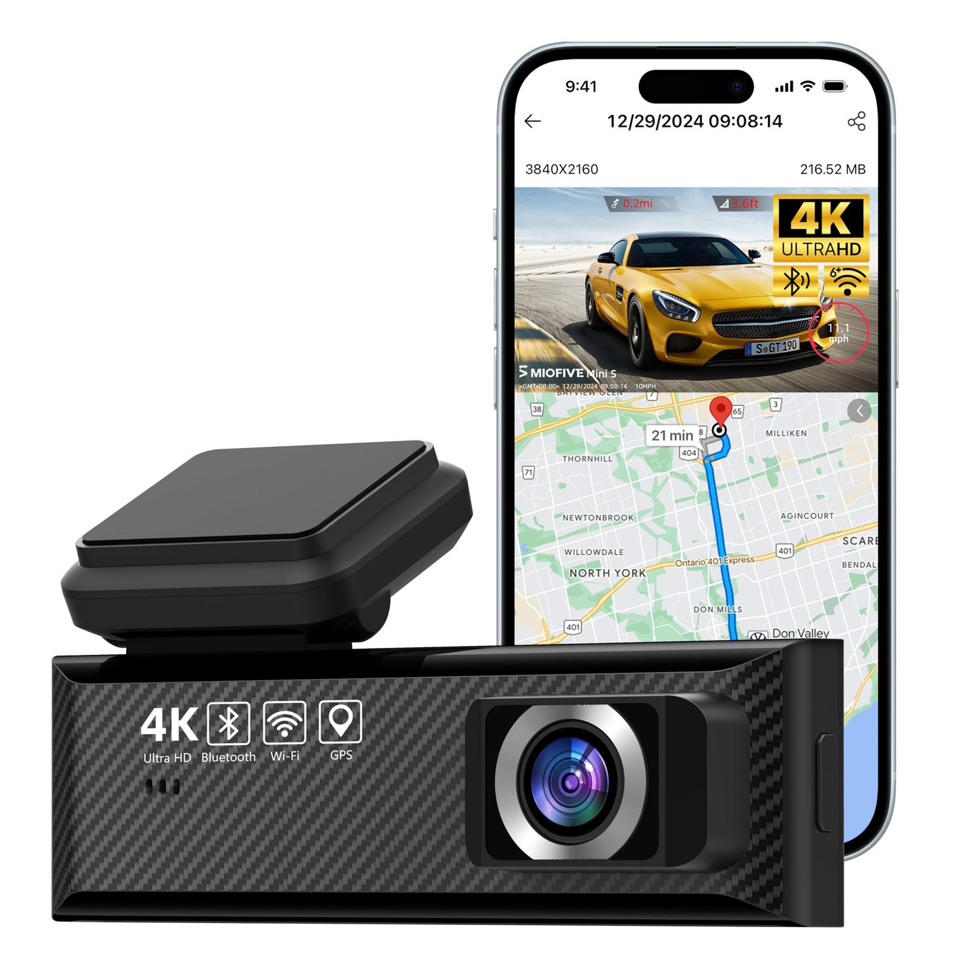 Miofive Mini S 4K Dash Cam for Car…