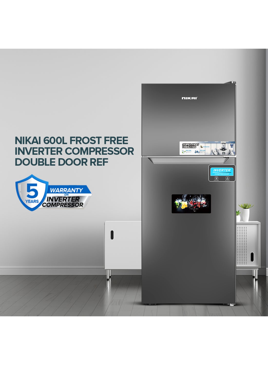 Compare 600L Gross & 413L Net Double Door No Frost Top Mount Refrigerator, Silent & Energy Efficient, Inverter Compressor Fridge, FrostFree, Best for Home & Kitchen  348.3 W NRF601FSSINV Grey at KSA Price