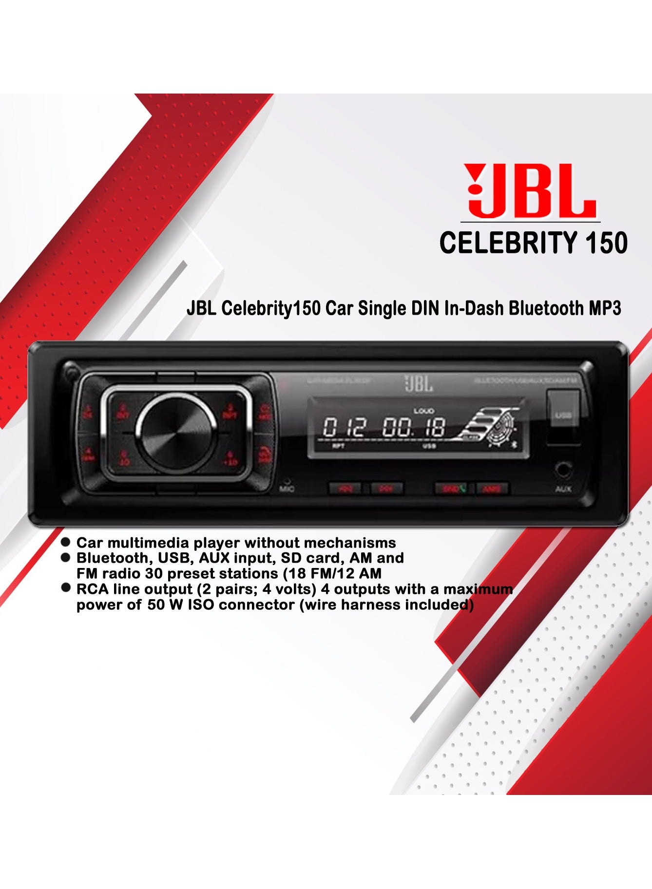 JBL Celebrity150 Bluetooth Car Stereo – Single DIN…