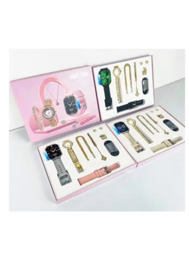 Compare A58 PLUS Women Smartwatch with Bluetooth Calling, Fitness & Sleep Monitor, Long Battery Life, Stylish Display + Luxury DiamondInspired Jewelry Gift Set Necklace, Ring, Earrings, Bracelet – Pink at KSA Price