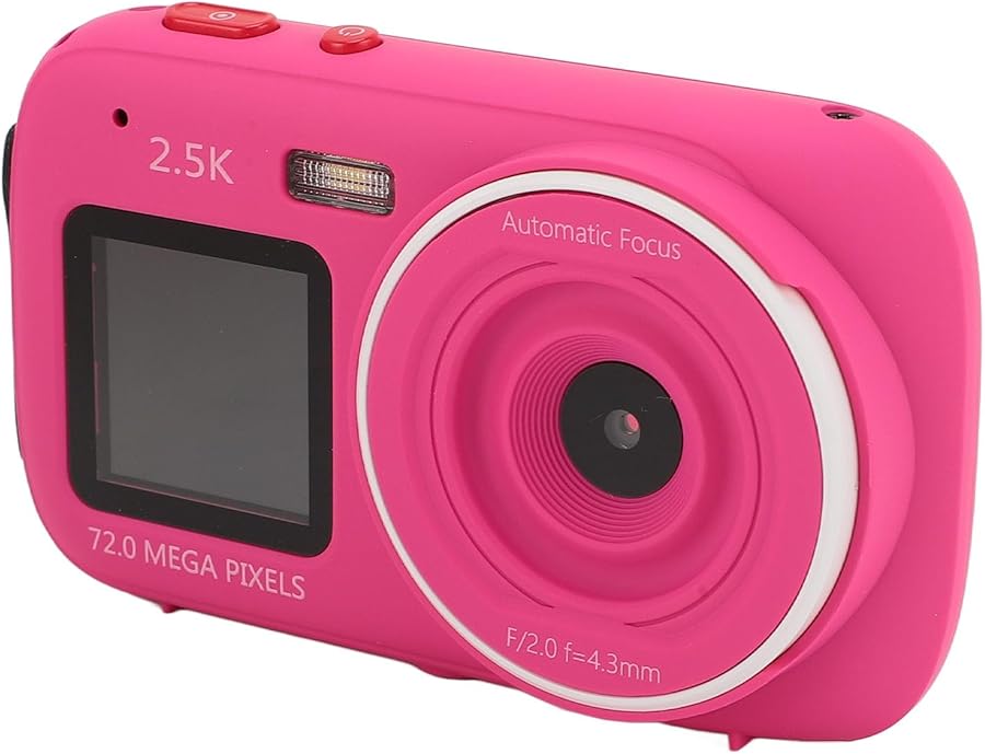 Rose Red Digital Camera For Teens 72MP 2…