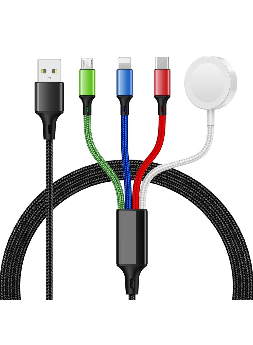 Compare 4in1 Nylon Braided Multi Fast Charging Cord Multiple Charger,Magnetic Wireless iWatch Charger Braided USB CLightningMicro Compatible with iWatch Series 101iPhone 16 15 14Galaxy Android4FT at KSA Price