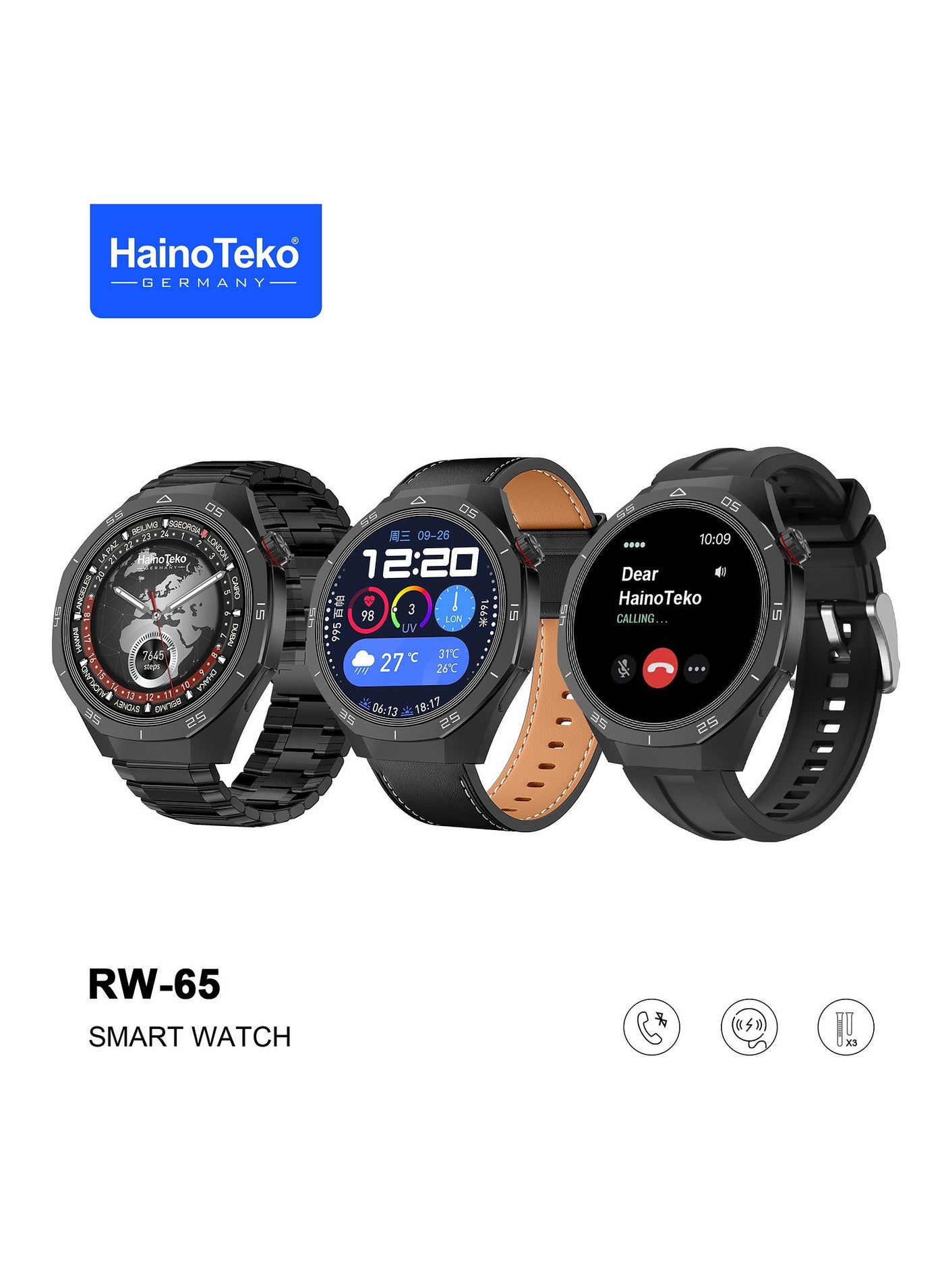 Compare HainoTeko GT5 Pro Smartwatch RW65 with 3 Straps – Advanced Health & Fitness Watch at KSA Price